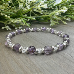 Herkimer Diamond & Auralite 23 Crystal Bracelet: Spiritual Gemstone Jewelry