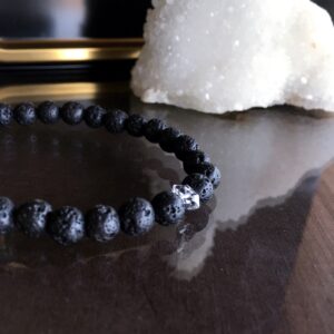 Black Lava Bracelet With Herkimer Diamond (6mm/7mm) Black Lava Bracelet With Herkimer Diamond (6mm/7mm)