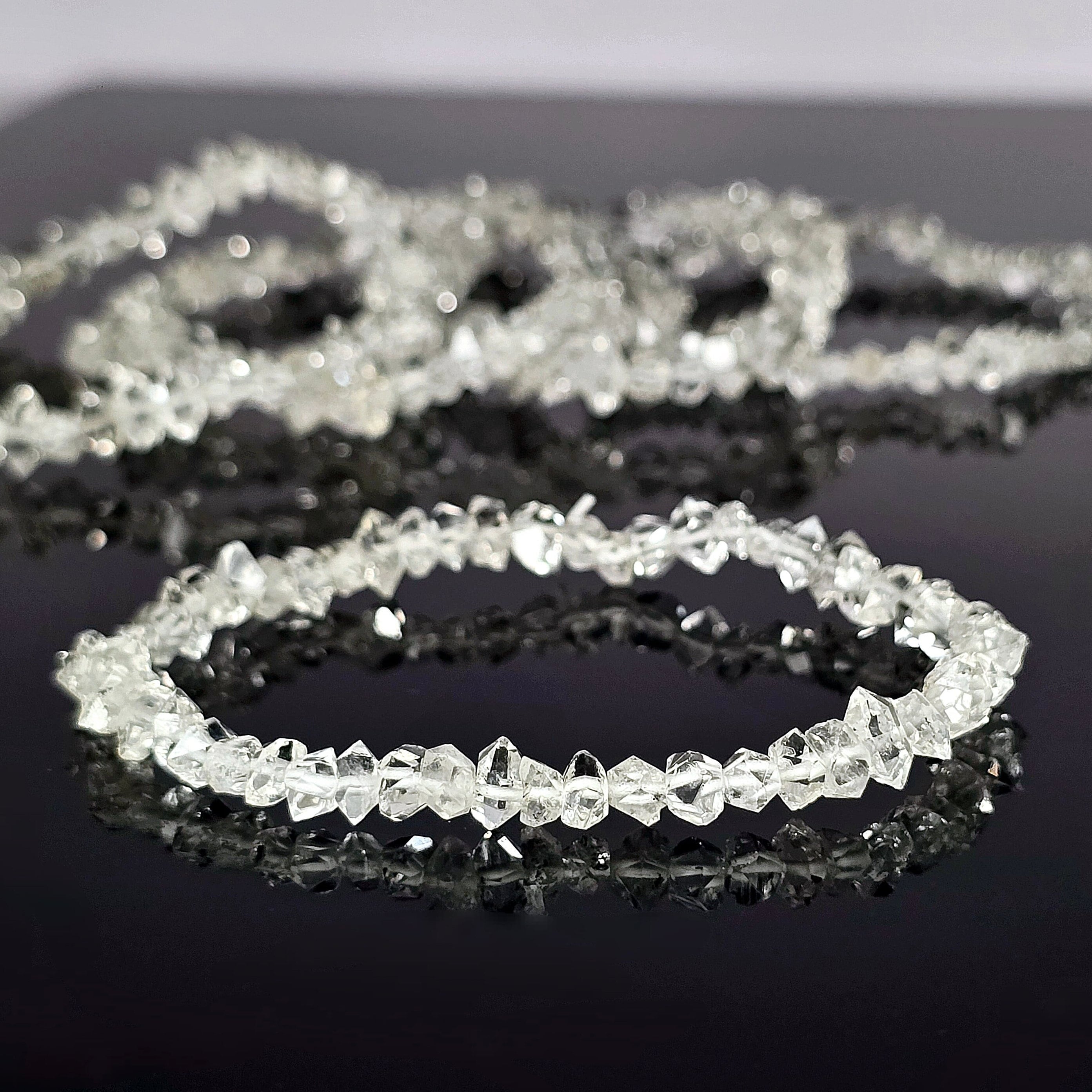 Herkimer Diamond Crystal Bracelet: 6-8mm Gemstone Stretch Bracelet