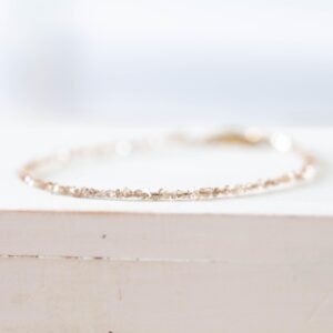 Dainty Brown Herkimer Diamond Bracelet, Tiny Double Terminated Quartz Jewelry Dainty Brown Herkimer Diamond Bracelet, Tiny Double Terminated Quartz Jewelry
