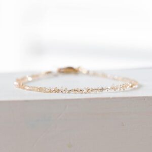 Dainty Champagne Herkimer Diamond Bracelet, Tiny Double Terminated Quartz Jewelry Dainty Champagne Herkimer Diamond Bracelet, Tiny Double Terminated Quartz Jewelry