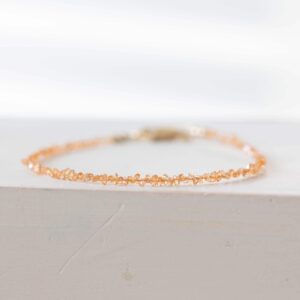 Dainty Orange Herkimer Diamond Bracelet, Tiny Double Terminated Quartz Jewelry Dainty Orange Herkimer Diamond Bracelet, Tiny Double Terminated Quartz Jewelry