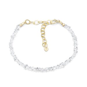 Herkimer Diamond Bracelet |  Dainty Herkimer quartz bracelet | April gemstone [EBHP1733] | april birthday gift | Herkimer 14K gold filled