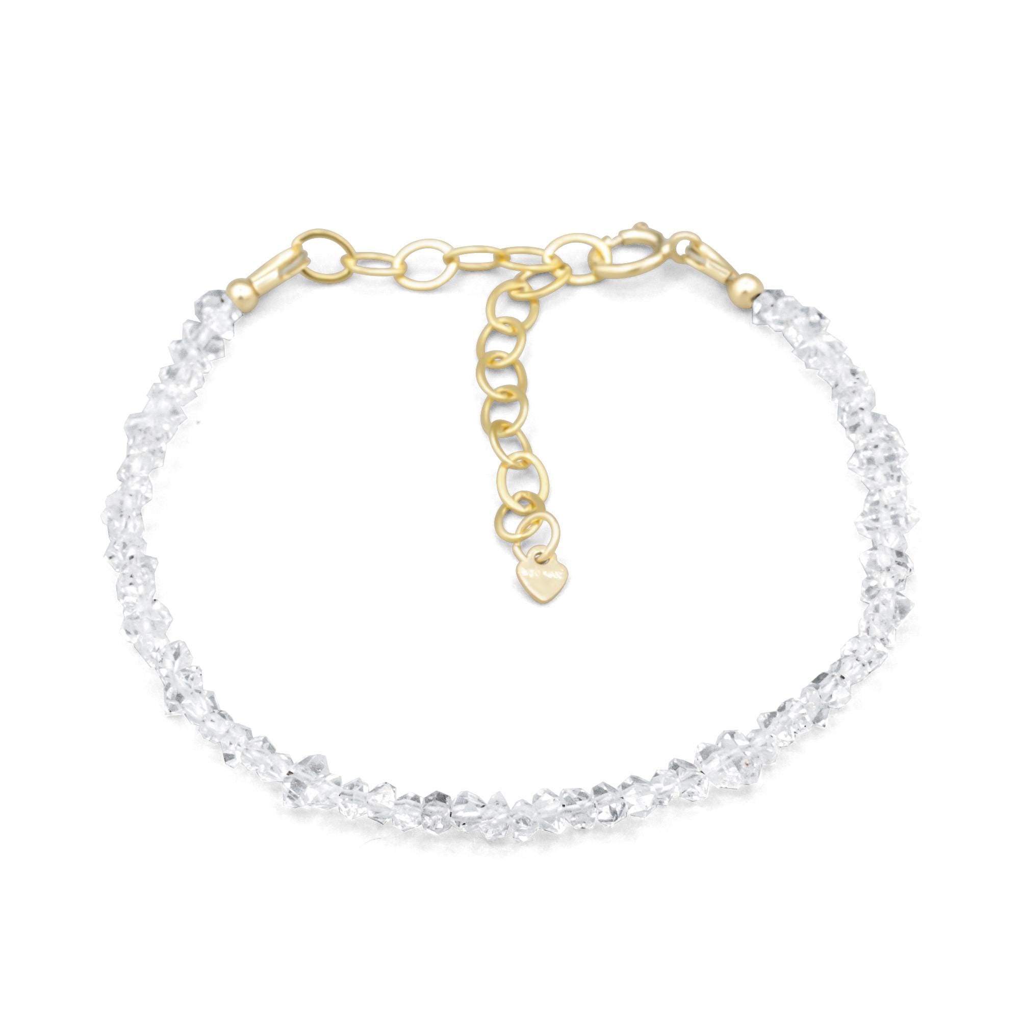 Herkimer Diamond Bracelet | Dainty Herkimer Quartz Bracelet | April Gemstone [ebhp1733] | April Birthday Gift | Herkimer 14k Gold Filled