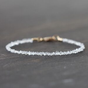 Dainty Herkimer Diamond Bracelet, Tiny Double Terminated Quartz Jewelry, Dainty April Birthstone Dainty Herkimer Diamond Bracelet, Tiny Double Terminated Quartz Jewelry, Dainty April Birthstone
