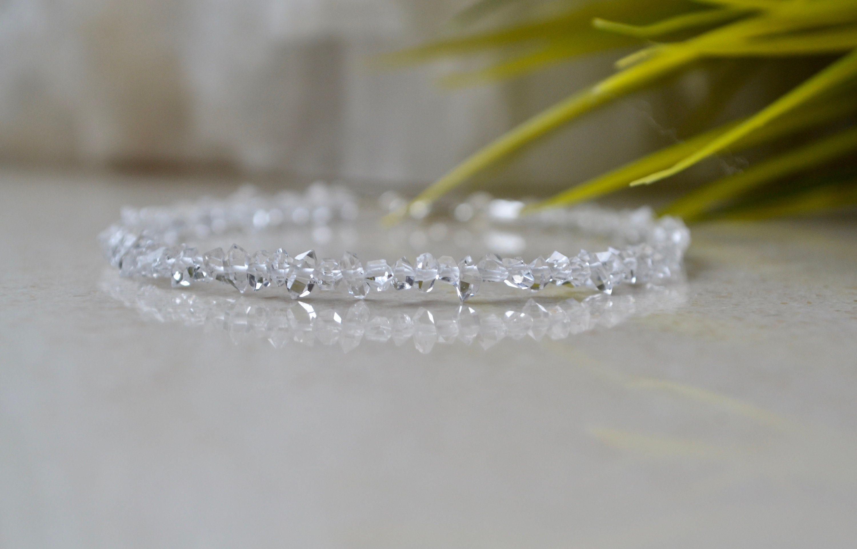 Herkimer Diamond Bracelet - Bracelet Femme, Raw Diamond Womens Bracelet, Raw Crystal Bracelet, Gemstone Bracelet, Christmas Gift For Her