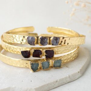 Gold Birthstone Cuff Bracelet, Herkimer Diamond Cuff, April Birthstone Gift, Raw Crystal Bracelet, Adjustable Cuff, Boho Minimalist Jewelry Gold Birthstone Cuff Bracelet, Herkimer Diamond Cuff, April Birthstone Gift, Raw Crystal Bracelet, Adjustable Cuff, Boho Minimalist Jewelry