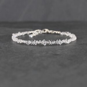 Herkimer Diamond Bracelet In Sterling Silver, Gold Or Rose Gold Filled, Dainty Natural Clear Quartz Crystal, Gemstone Stacking Bracelet Herkimer Diamond Bracelet In Sterling Silver, Gold Or Rose Gold Filled, Dainty Natural Clear Quartz Crystal, Gemstone Stacking Bracelet