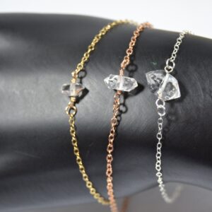 Herkimer Diamond Bracelet In Sterling Silver, 14k Gold Fill // 10th, 60th Anniversary // April Birthstone // Dainty Solitaire Herkimer Herkimer Diamond Bracelet In Sterling Silver, 14k Gold Fill // 10th, 60th Anniversary // April Birthstone // Dainty Solitaire Herkimer