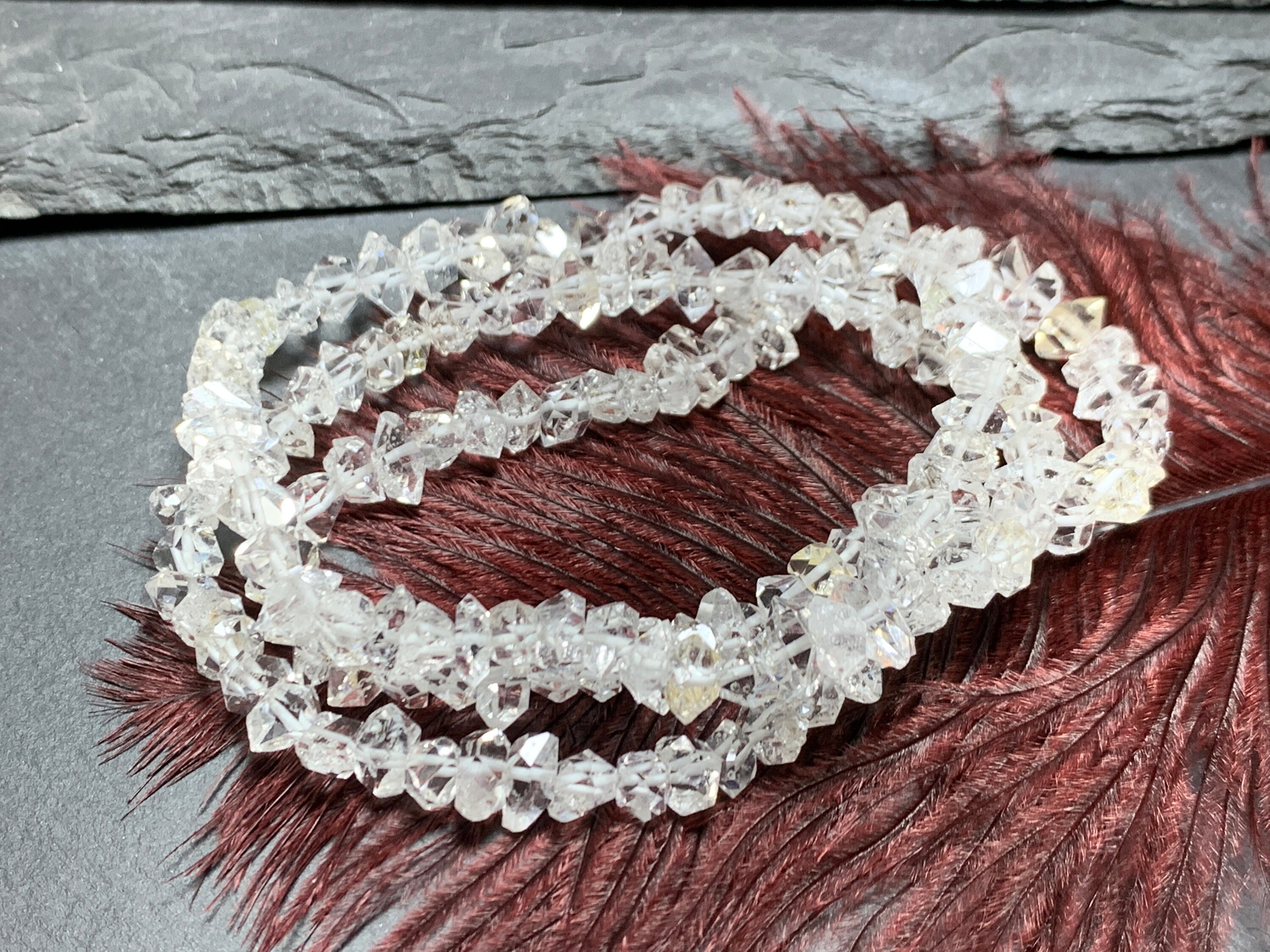 Herkimer Diamond Bracelet: Natural Quartz Jewelry (stretchy, 6-9mm)