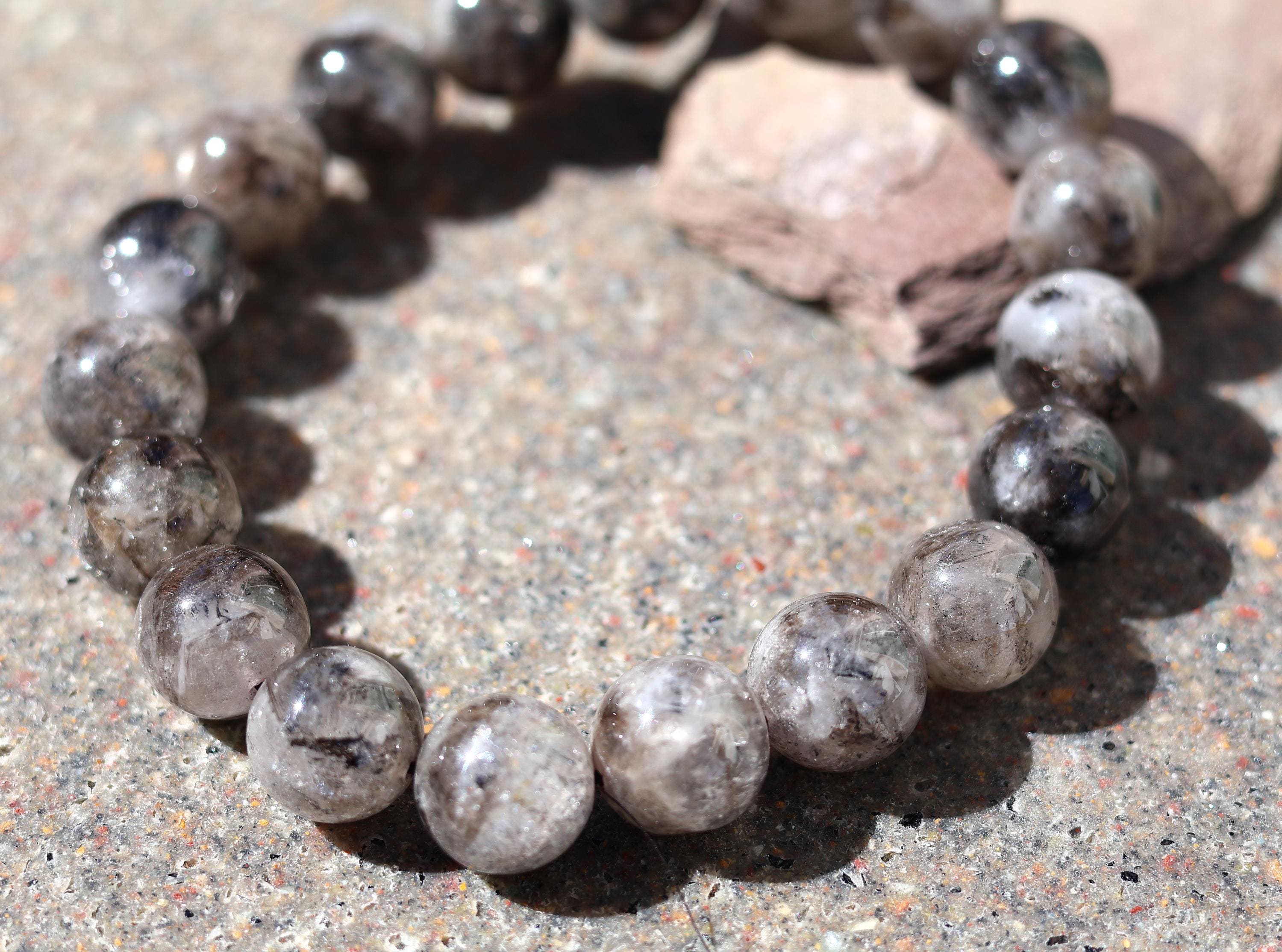 Herkimer Diamond Quartz Bracelet On Stretch Cord, 10mm Round