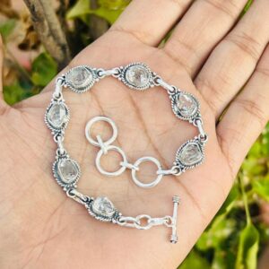 Raw Herkimer Diamond Bracelet, 925 Sterling Silver Jewelry, Handmade Bracelet Raw Herkimer Diamond Bracelet, 925 Sterling Silver Jewelry, Handmade Bracelet