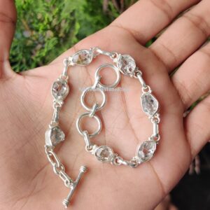 Raw Herkimer Diamond Bracelet: Handmade 925 Sterling Silver Jewelry Raw Herkimer Diamond Bracelet: Handmade 925 Sterling Silver Jewelry