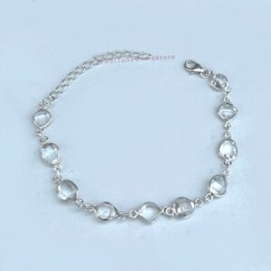 Raw Herkimer Diamond Bracelet: Solid 925 Sterling Silver Raw Herkimer Diamond Bracelet: Solid 925 Sterling Silver