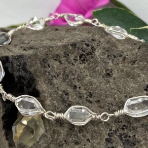 Herkimer Diamond Bracelet: Sterling Silver Quartz Crystal, Hand Mined In Ny Herkimer Diamond Bracelet: Sterling Silver Quartz Crystal, Hand Mined In Ny
