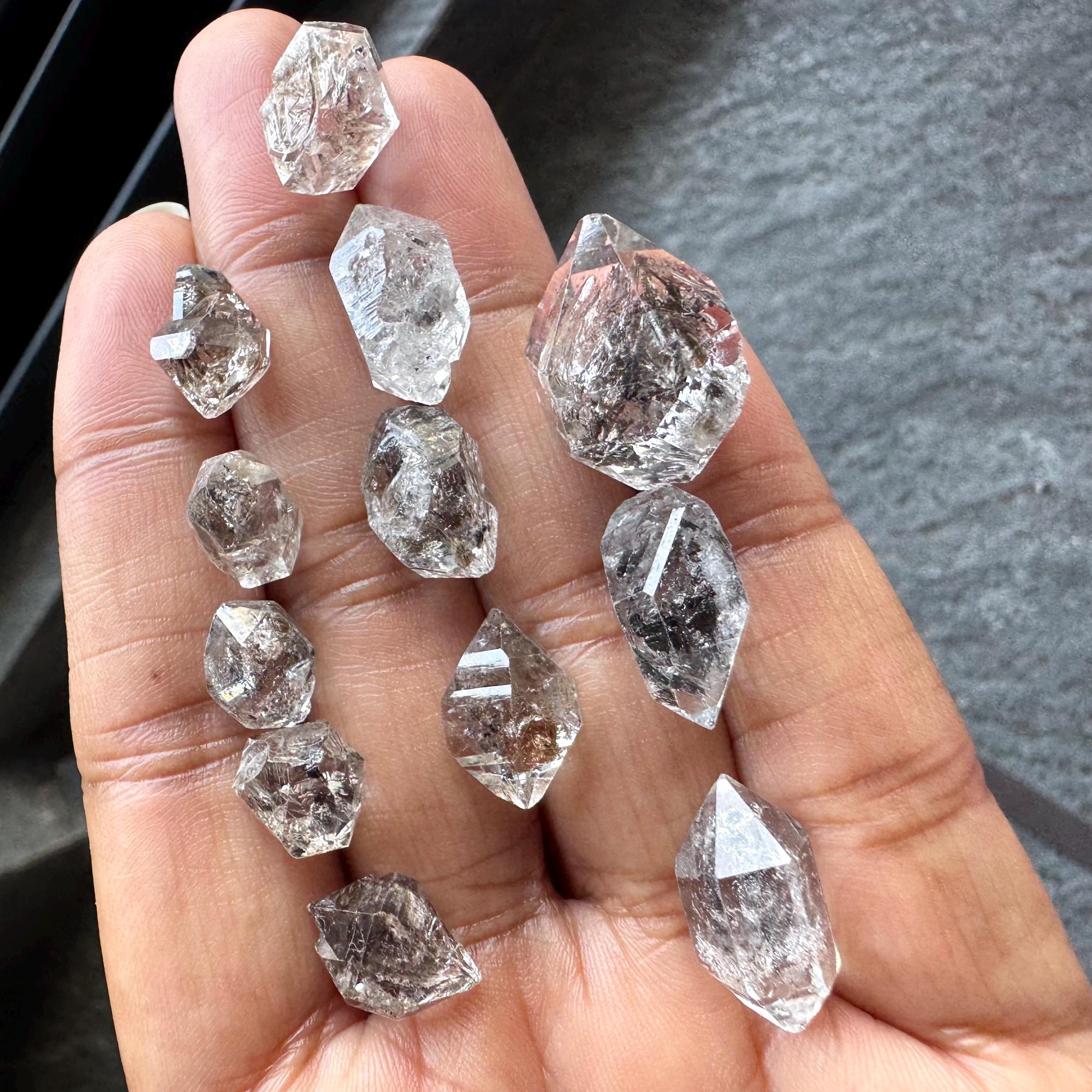 10 Pcs 6-10mm/12-15mm/16-20mm Herkimer Diamond Loose, Raw Rough Earth Mined Herkimer Diamond Loose Gemstone For Jewelry Making, Gds1299/1