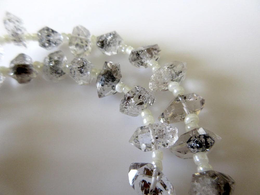 10mm To 11mm Centre Side Drilled Herkimer Diamond Nugget, Raw Herkimer Diamond Tumble Beads, 12 Inch Strand, Gds743