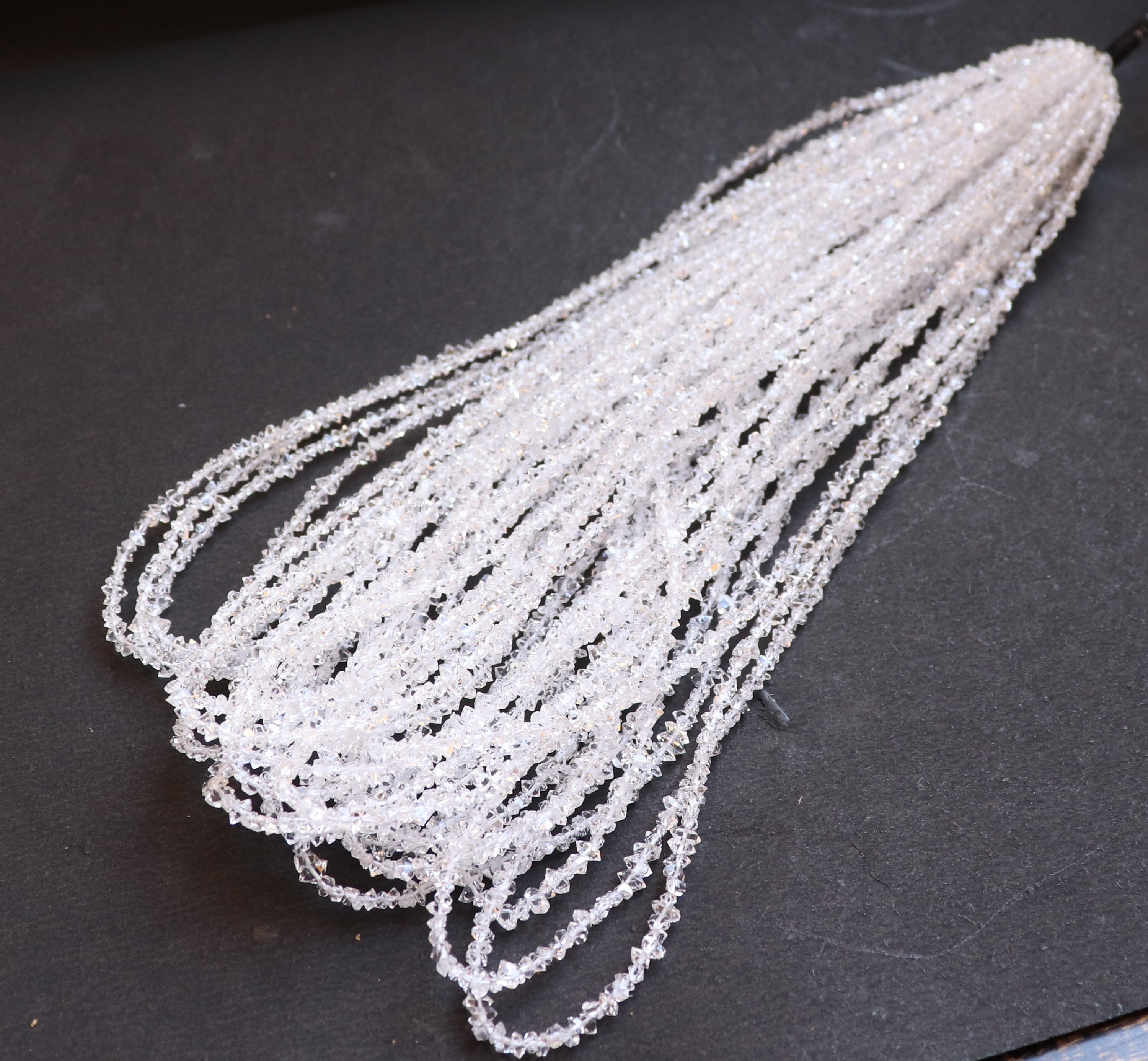 Aaa+ Clear White Herkimer Diamond Quartz Nuggets Beads 3-3.5mm Herkimer Diamond Beads Diamond Gemstone Beads Herkimar Rough Stone