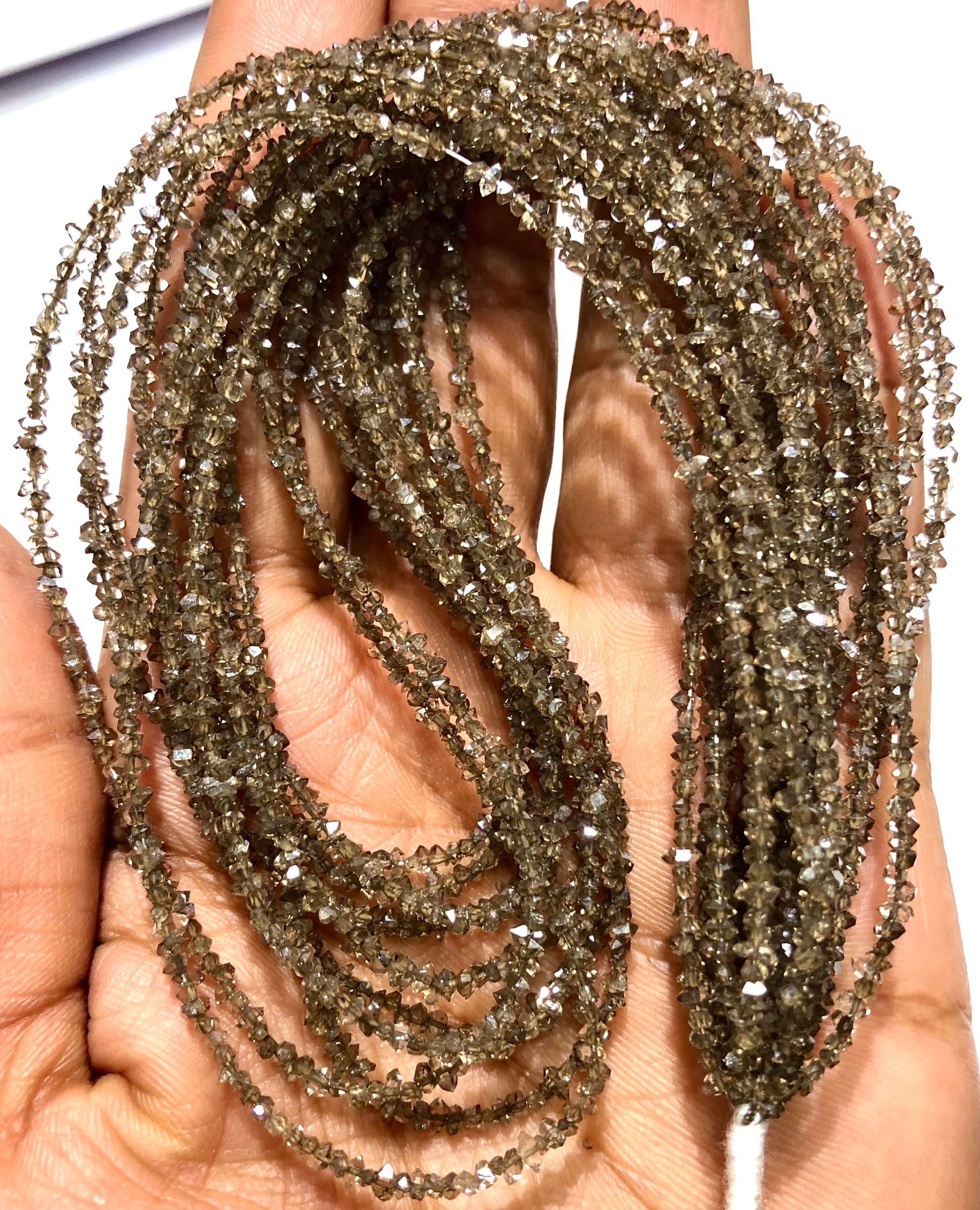 Aaaa+ Brown Herkimer Diamond Quartz Beads Natural Brown Diamond Quartz Gemstone Beads Herkimer Diamond Chips Brown Diamond Chips Mined Rough