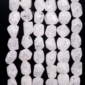 Genuine Natural Raw Crystal Quartz Herkimer Diamond Crack Pattern Gemstone Beads 16x12MM Faceted Nugget AAA Quality Loose Beads (116629)