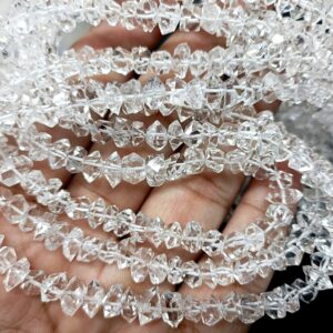 Natural Herkimer Diamond Quartz Faceted Nuggets, 16 Inch Strand