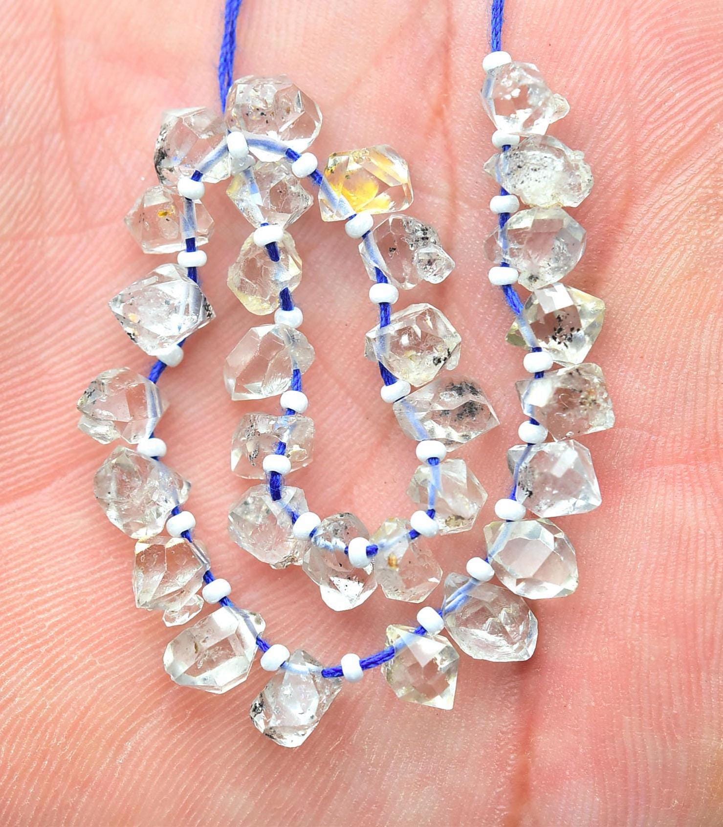 Herkimer Diamond Quartz Beads Natural Shape Herkimer Diamond Beads Superb Herkimer Polished Rough Nugget Jewelry Making Bead 5,10 Pcs No3491