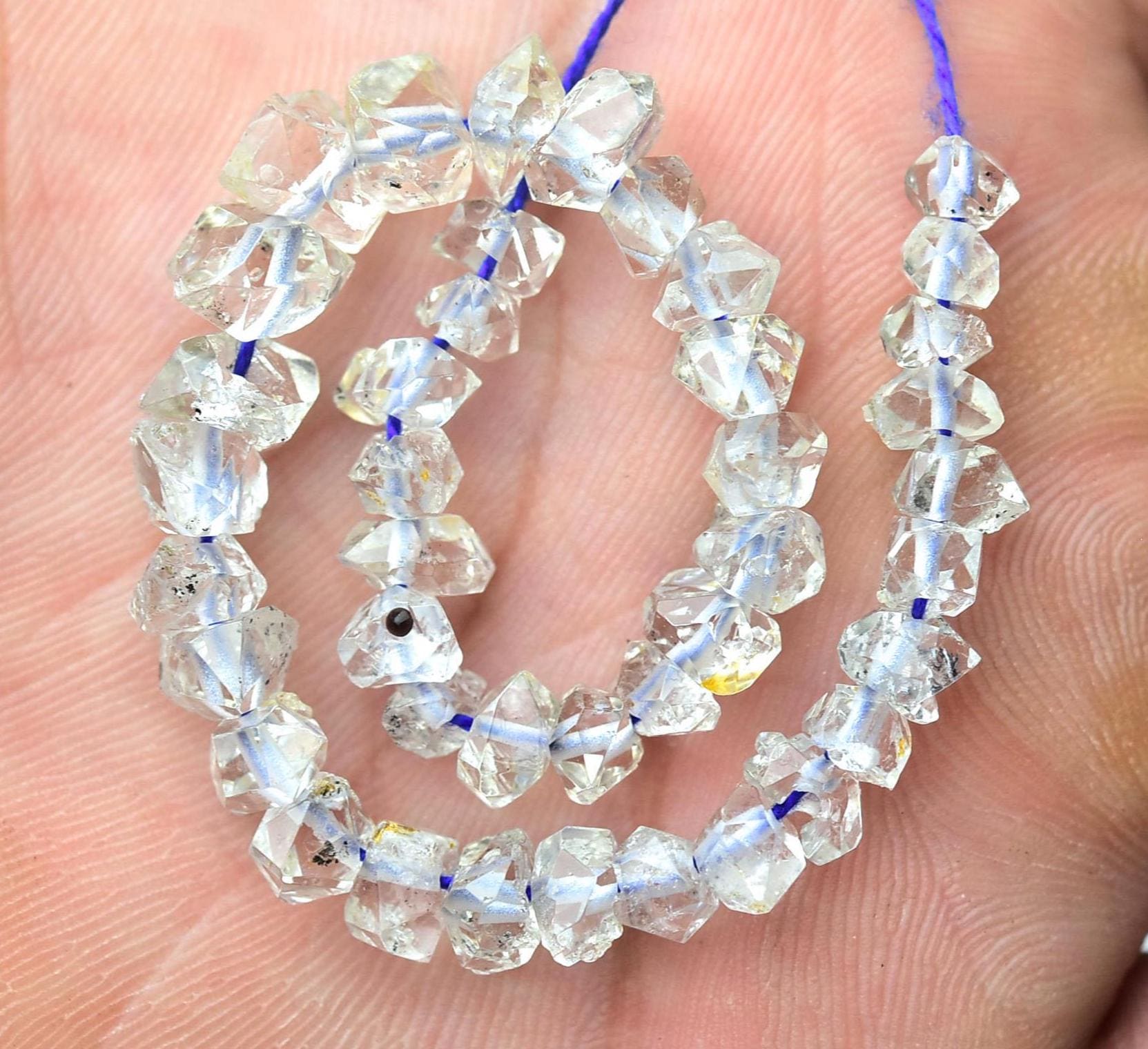 Herkimer Diamond Quartz Beads (0.80mm Hole) Natural Shape Herkimer Diamond Beads Superb Herkimer Polished Nugget Jewelry Making 10pcs No4119
