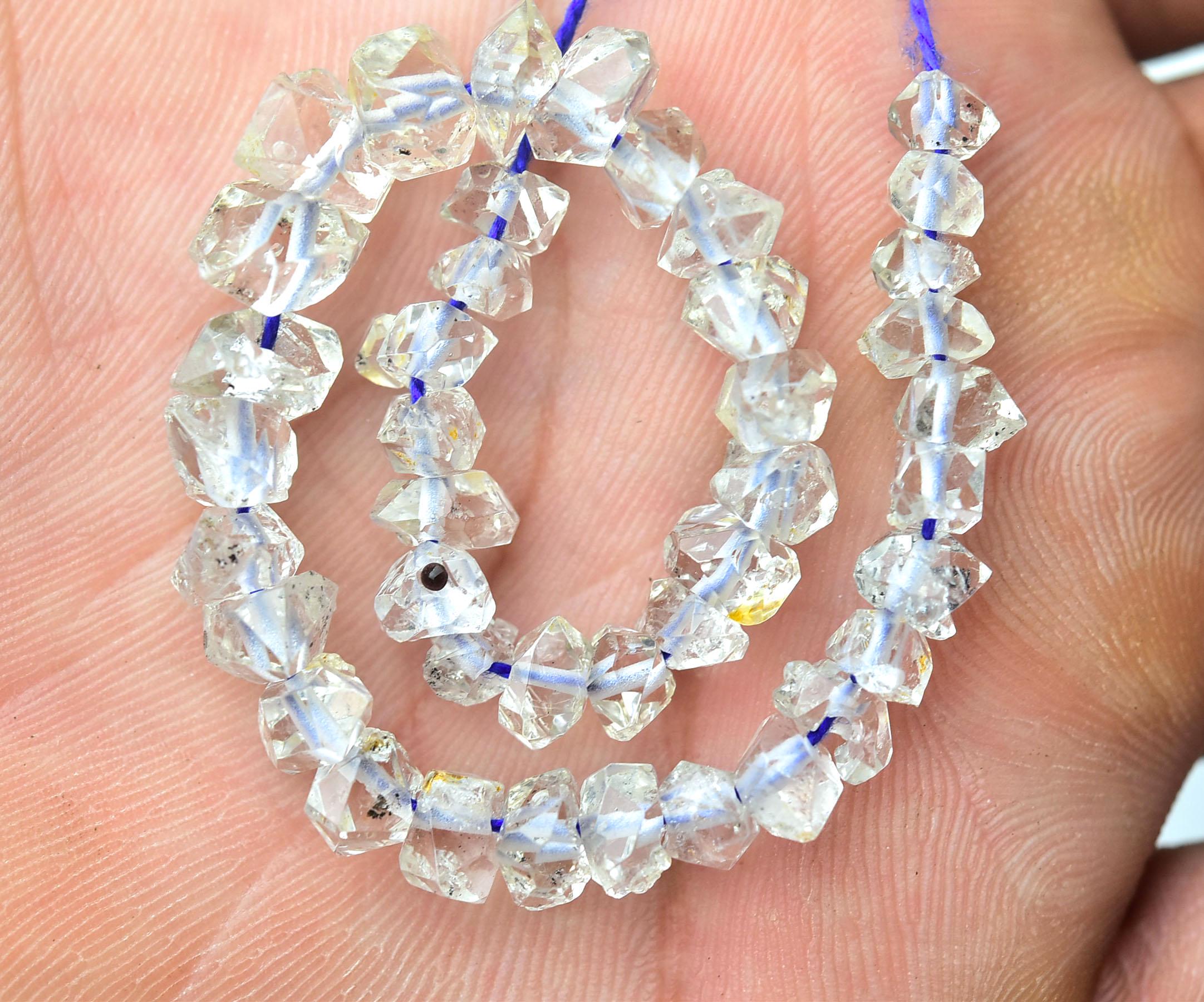 Herkimer Diamond Quartz Beads (1mm Hole) Natural Shape Herkimer Diamond Beads Superb Herkimer Polished Rough Nugget Jewelry Makingno3900
