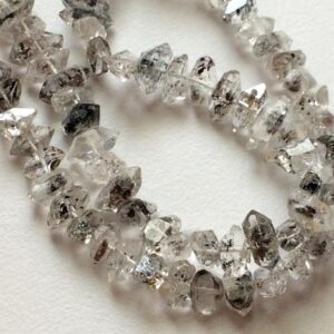 Herkimer Diamond Quartz Beads, Conflict Free 8-11mm Raw Diamond Quartz Nuggets, Center Side Drilled Rough Diamond Quartz (4in To 8in)-as5010