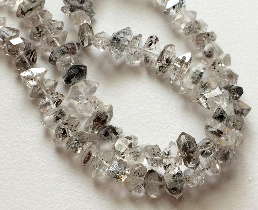 Herkimer Diamond Quartz Beads, Conflict Free 8-11mm Raw Diamond Quartz Nuggets, Center Side Drilled Rough Diamond Quartz (4in To 8in)-as5010 Herkimer Diamond Quartz Beads, Conflict Free 8-11mm Raw Diamond Quartz Nuggets, Center Side Drilled Rough Diamond Quartz (4in To 8in)-as5010