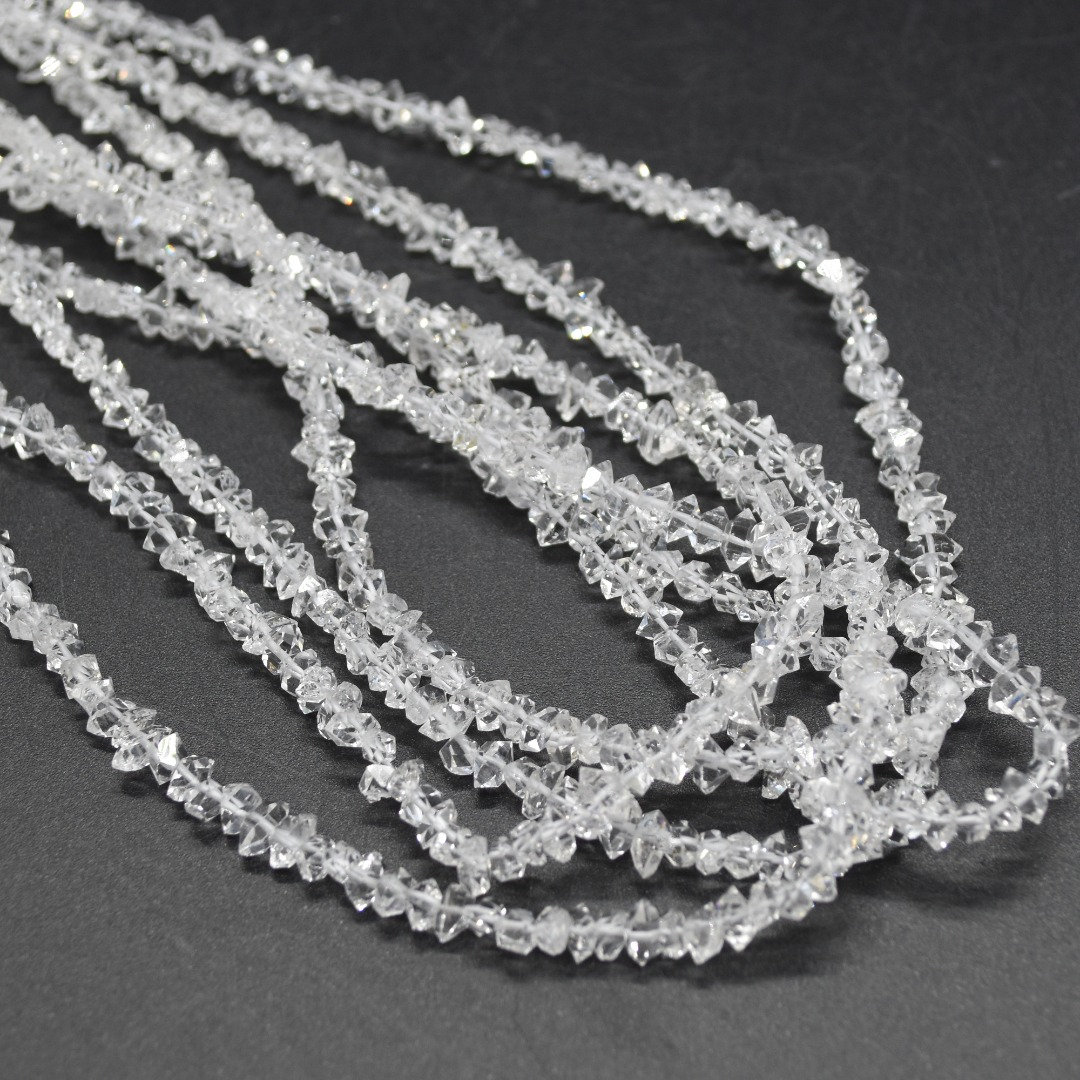 Herkimer Diamond Quartz Gemstone Chips Nuggets Beads - 4 Sizes - 16" Strand