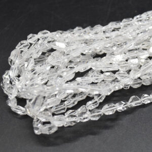 Herkimer Diamond Quartz Gemstone Irregular Faceted Nugget Beads - 7mm - 9mm - 16" Strand