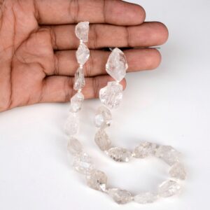 White Herkimer Diamond Nuggets, Straight Drilled Raw Herkimer Diamond Beads, 15-20mm/9-15mm Each, 6 Inch/12 Inch Strand, Gds1895