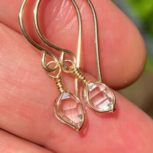 Herkimer Diamond Earrings 14k Gold Fill Petite Near Perfect Ny Double Terminated Quartz Crystal Jewelry Bridesmaids Gift April Birthstone