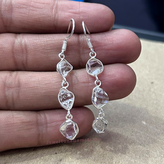 Aaa Herkimer Diamond Earrings: Sterling Silver Dangle, Healing Crystal
