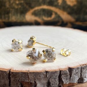 Herkimer Diamond Earrings, Crystal Stud Earrings, Rough Gemstone Earrings, Diamond Jewelry, April Birthstone Gift, Herkimer Post Earrings