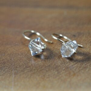 Dainty Herkimer Diamond Ear Wire Earrings In 14k Gold, Sterling Silver // Minimalist Herkimer // Everyday Earrings // Anniversary, Birthdays
