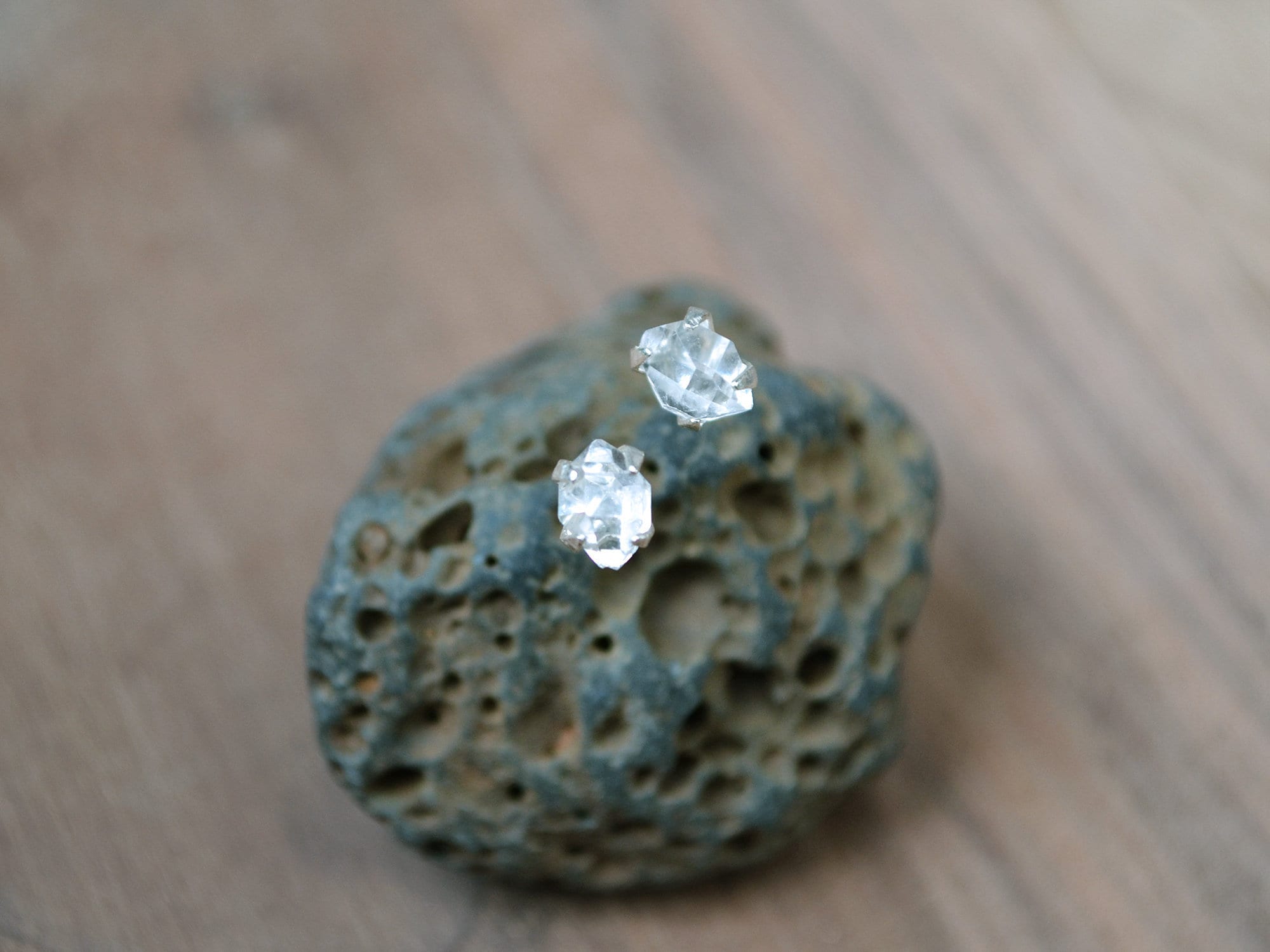 Herkimer Diamond Studs: 5-6mm, Sterling Silver, Gemstone Earrings, Clear Crystal Quartz