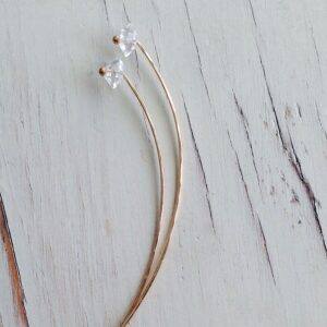Herkimer Diamond Earring Herkimer Diamond Stud Arc Earring Modern Gemstone Earrings