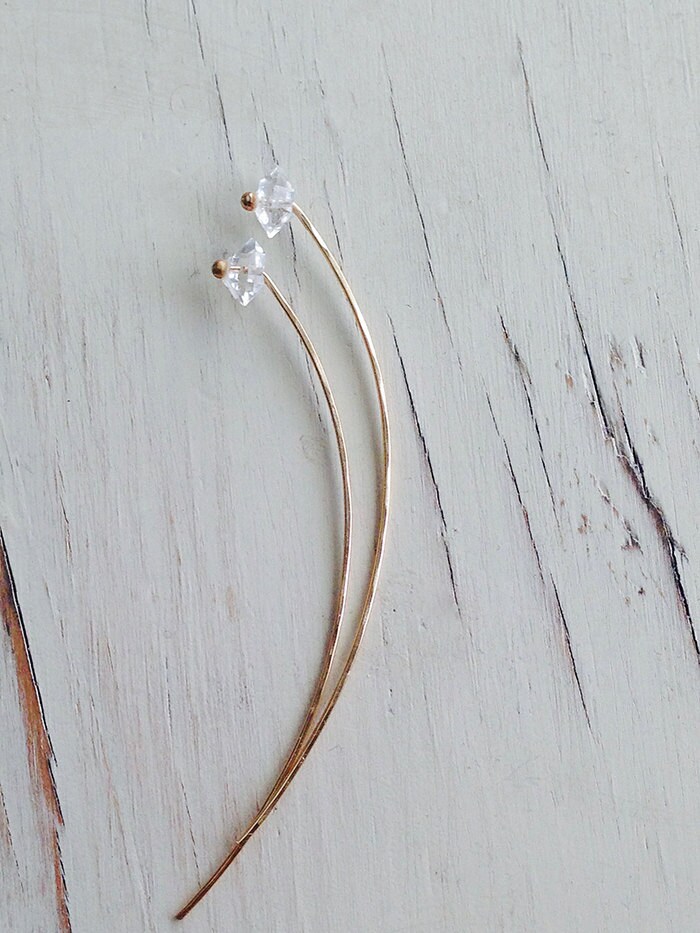 Herkimer Diamond Earring Herkimer Diamond Stud Arc Earring Modern Gemstone Earrings Herkimer Diamond Earring Herkimer Diamond Stud Arc Earring Modern Gemstone Earrings
