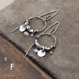 Form012 - Herkimer Diamond, Black Raw Diamond and oxidized sterling silver Earrings Form012 - Herkimer Diamond, Black Raw Diamond and oxidized sterling silver Earrings