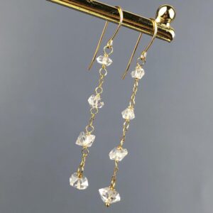 Herkimer Diamond Gold Filled Dangle Earrings, Artisan Bridal Jewelry 8167