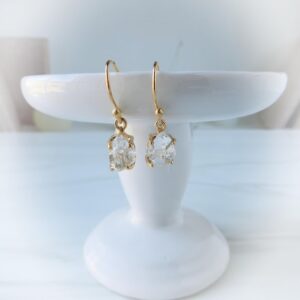 Herkimer Diamond Earrings Gold Setting • Genuine Herkimer Earrings Mined in Herkimer NY •  April Birthstone • Herkimer Diamond Jewelry