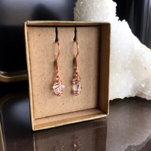 Herkimer Diamond Earrings, Handmade Gift Box, 29mm Drop