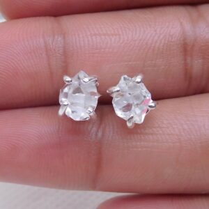 Handmade Herkimer Diamond Stud Earrings: 925 Sterling Silver