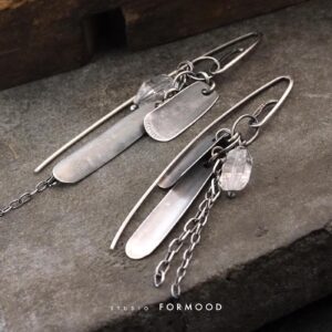 Oxidized Sterling Silver Herkimer Quartz Earrings – Raw Crystal Boho Jewelry Oxidized Sterling Silver Herkimer Quartz Earrings – Raw Crystal Boho Jewelry
