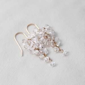 Herkimer Diamond Quartz Earrings: 14K Gold Filled, Clear Gemstone Cluster, April Birthstone