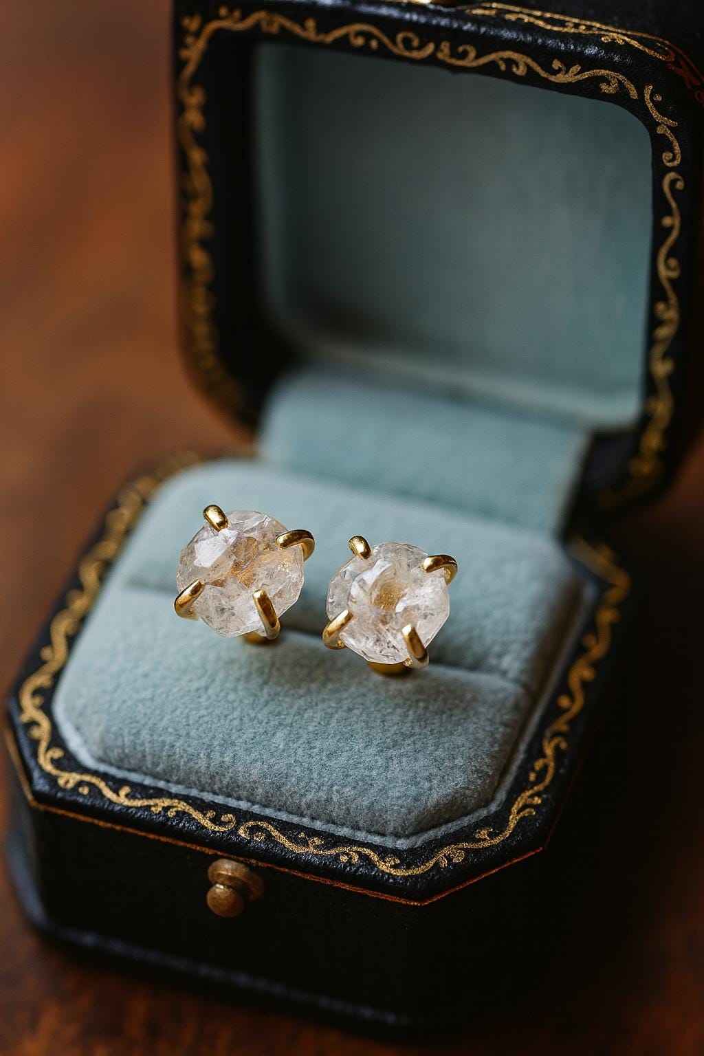 Herkimer Diamond Earrings, Raw Crystal Earrings, Natural Gemstone Studs , Minimalist Boho Posts, April Birthstone Gift, Handmade Gift For Her
