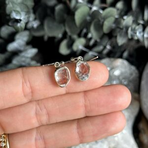 Raw Herkimer Dangle Earrings, .925 Sterling Silver