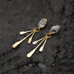 Raw Herkimer Gemstone Earrings – Copper Dangle Earrings Raw Herkimer Gemstone Earrings – Copper Dangle Earrings
